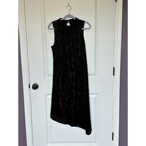 Adrianna Papell Mock Neck Perforated Velvet Side Slit Midi Dress Size Medium